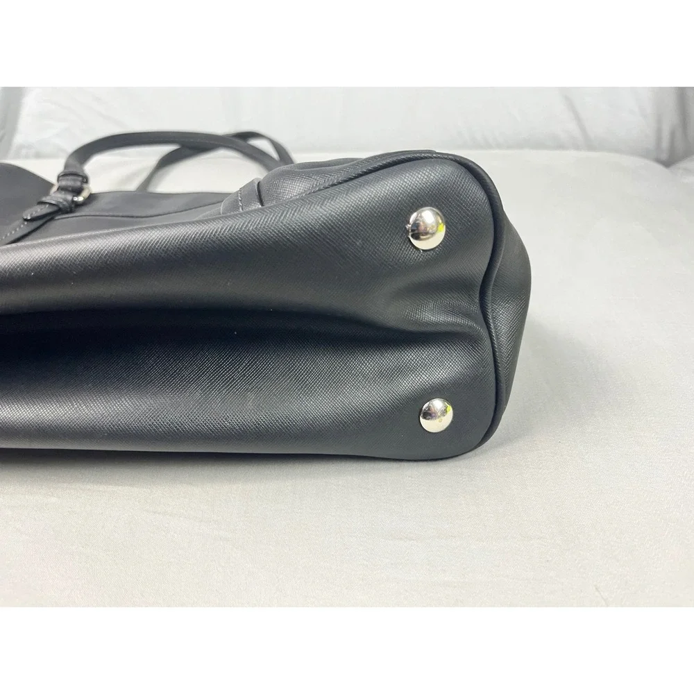 Coach Peyton Tote Black Saffiano Leather Shoulder Bag F25668 Silver Hardware